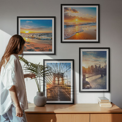 Multi-piece wall decor set Bridges sunsets city