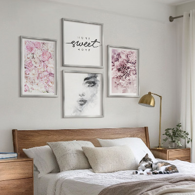 Wall art set Peonies portrait of a woman home