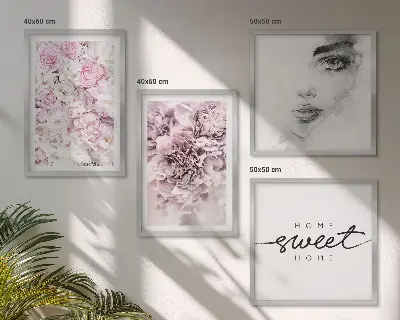 Peonies portrait wall art set depicting a woman for home decor