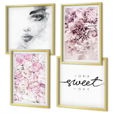 Peonies portrait wall art set depicting a woman for home decor