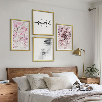 Wall art set Peonies portrait of a woman home