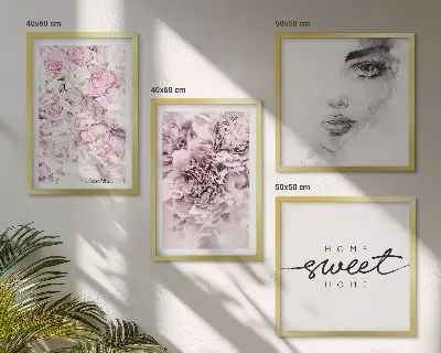 Peonies portrait wall art set depicting a woman for home decor