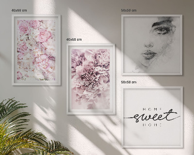 Wall art set Peonies portrait of a woman home