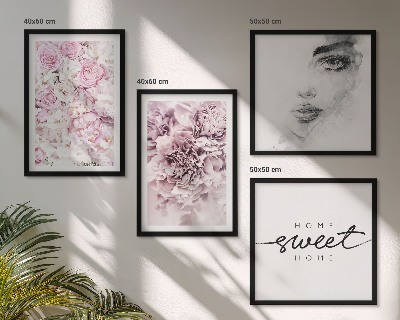Wall art set Peonies portrait of a woman home