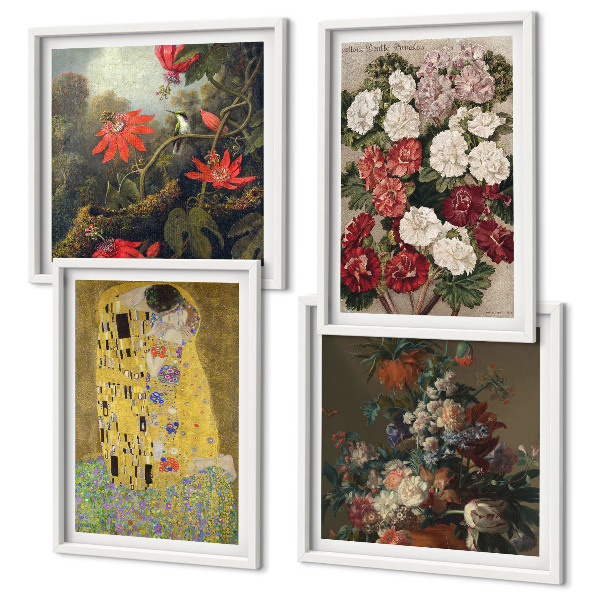 Set of 4 wall art pieces Flowers of the tree painting Klimt