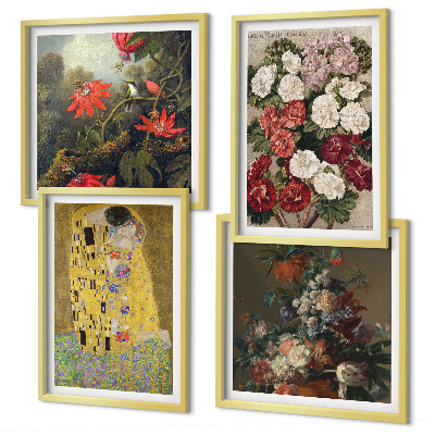Set of 4 wall art pieces Flowers of the tree painting Klimt