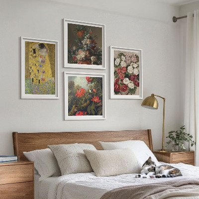 Set of 4 wall art pieces Flowers of the tree painting Klimt