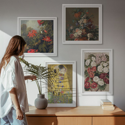 Set of 4 wall art pieces Flowers of the tree painting Klimt