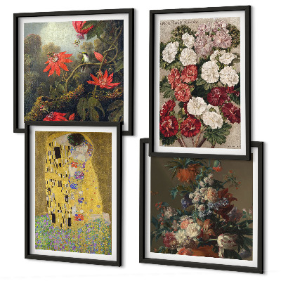 Set of 4 wall art pieces Flowers of the tree painting Klimt