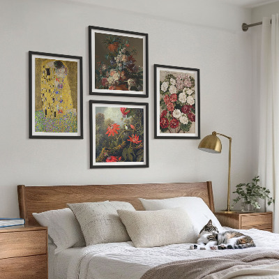 Set of 4 wall art pieces Flowers of the tree painting Klimt