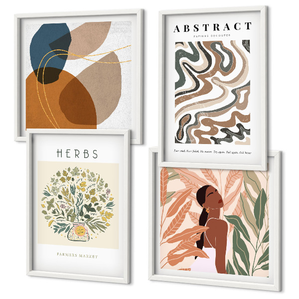 Multi-piece wall decor set Boho aesthetic pastel posters