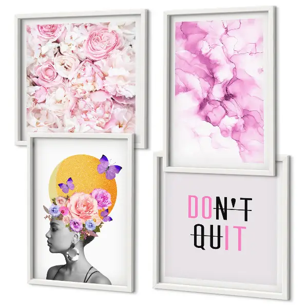 Abstract floral portrait of a woman wall art set 
