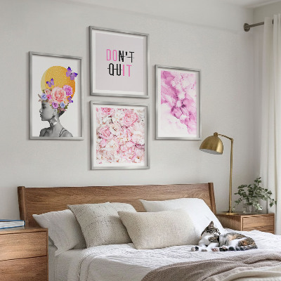 Wall art set Flowers abstract portrait of a woman