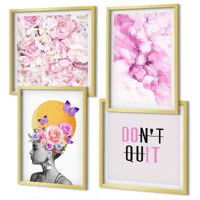 Wall art set Flowers abstract portrait of a woman