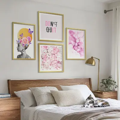 Abstract floral portrait of a woman wall art set 