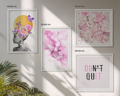 Wall art set Flowers abstract portrait of a woman