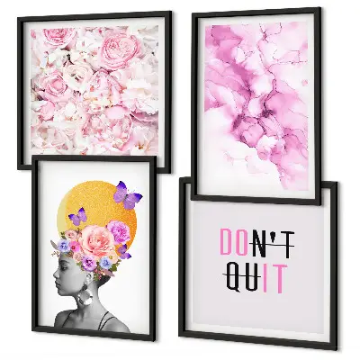 Abstract floral portrait of a woman wall art set 