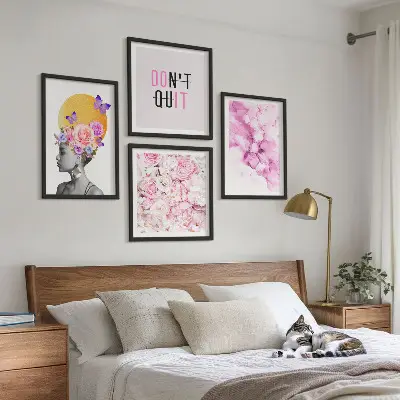 Abstract floral portrait of a woman wall art set 