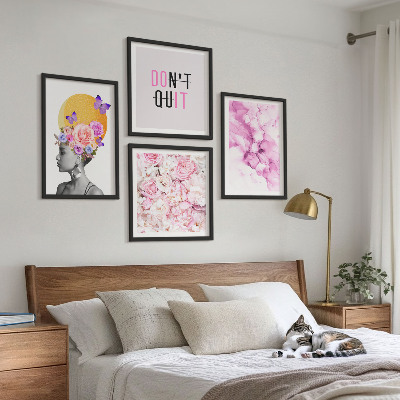 Wall art set Flowers abstract portrait of a woman