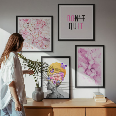 Wall art set Flowers abstract portrait of a woman
