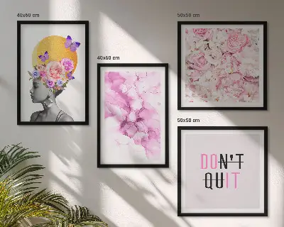 Abstract floral portrait of a woman wall art set 