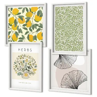 Multi-piece wall decor set lemon herbs and leaves design