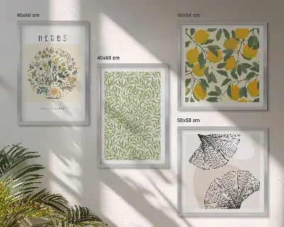 Multi-piece wall decor set lemon herbs and leaves design