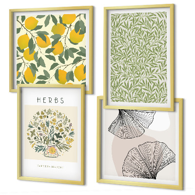 Multi-piece wall decor set Lemon Herbs and Leaves