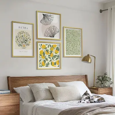 Multi-piece wall decor set lemon herbs and leaves design
