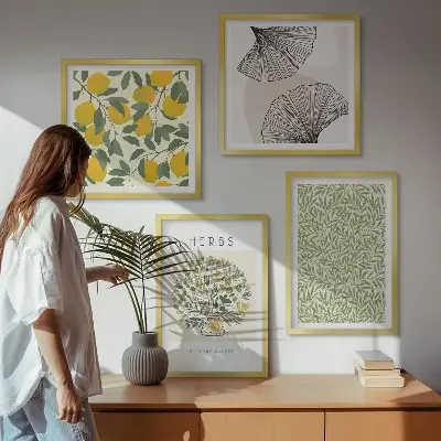 Multi-piece wall decor set lemon herbs and leaves design