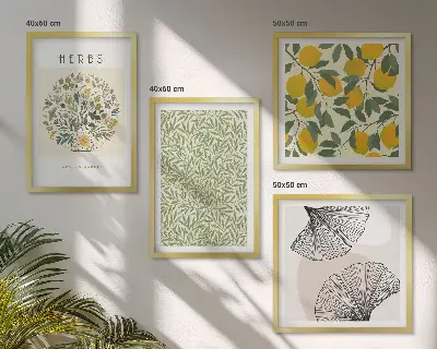 Multi-piece wall decor set lemon herbs and leaves design