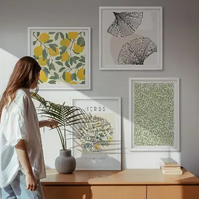 Multi-piece wall decor set lemon herbs and leaves design
