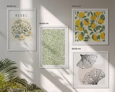 Multi-piece wall decor set lemon herbs and leaves design