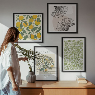 Multi-piece wall decor set Lemon Herbs and Leaves