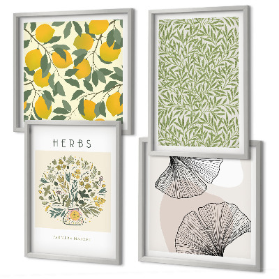 Multi-piece wall decor set Lemon Herbs and Leaves