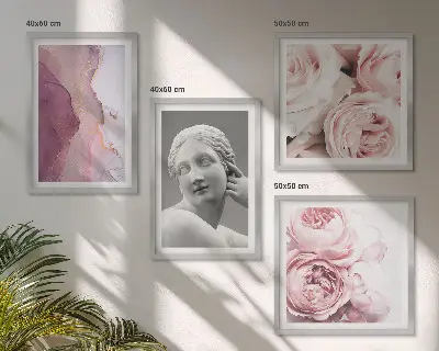 Peony woman wall art set of 4 sculptures