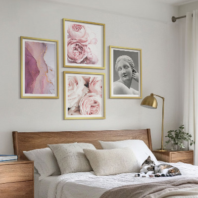 Set of 4 wall art pieces Peony sculpture of a woman