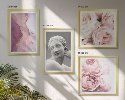 Set of 4 wall art pieces Peony sculpture of a woman