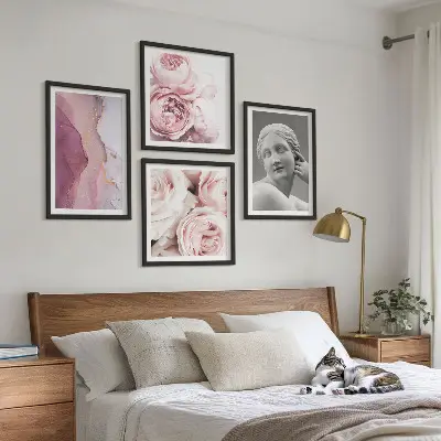 Peony woman wall art set of 4 sculptures