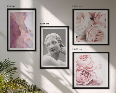Set of 4 wall art pieces Peony sculpture of a woman