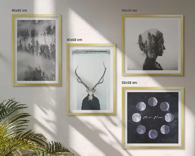 Forest fog moon skull woman wall art set of 4 pieces