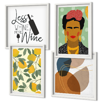 Multi-piece wall decor set Lemons wine portrait of Frida