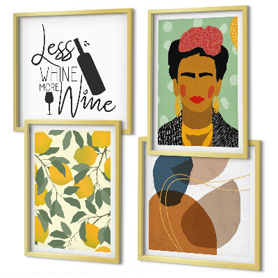 Multi-piece wall decor set Lemons wine portrait of Frida