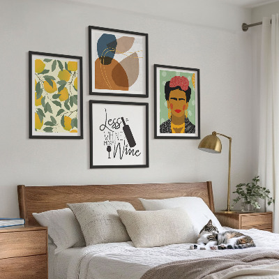Multi-piece wall decor set Lemons wine portrait of Frida