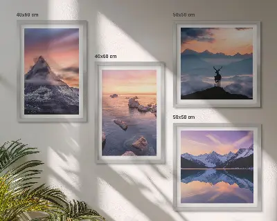 Wall art set landscapes of mountains and lakes