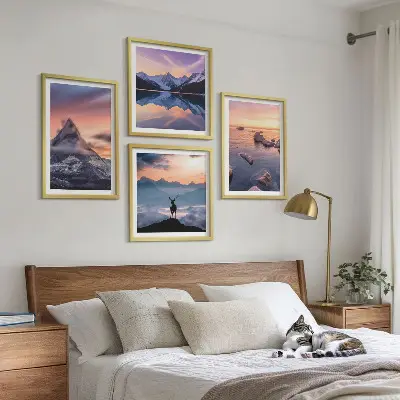 Wall art set landscapes of mountains and lakes