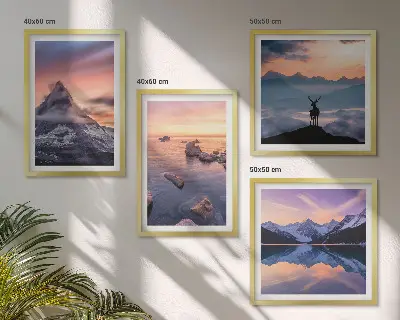 Wall art set landscapes of mountains and lakes