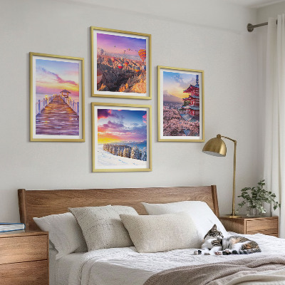 Set of 4 wall art pieces Romantic skyscapes