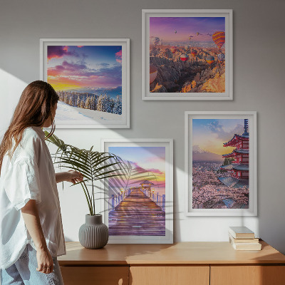 Set of 4 wall art pieces Romantic skyscapes