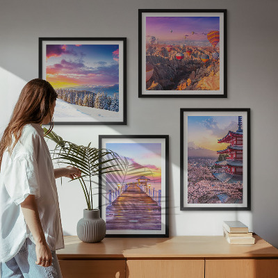 Set of 4 wall art pieces Romantic skyscapes